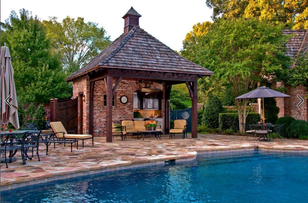 Brick style pool house design ideas