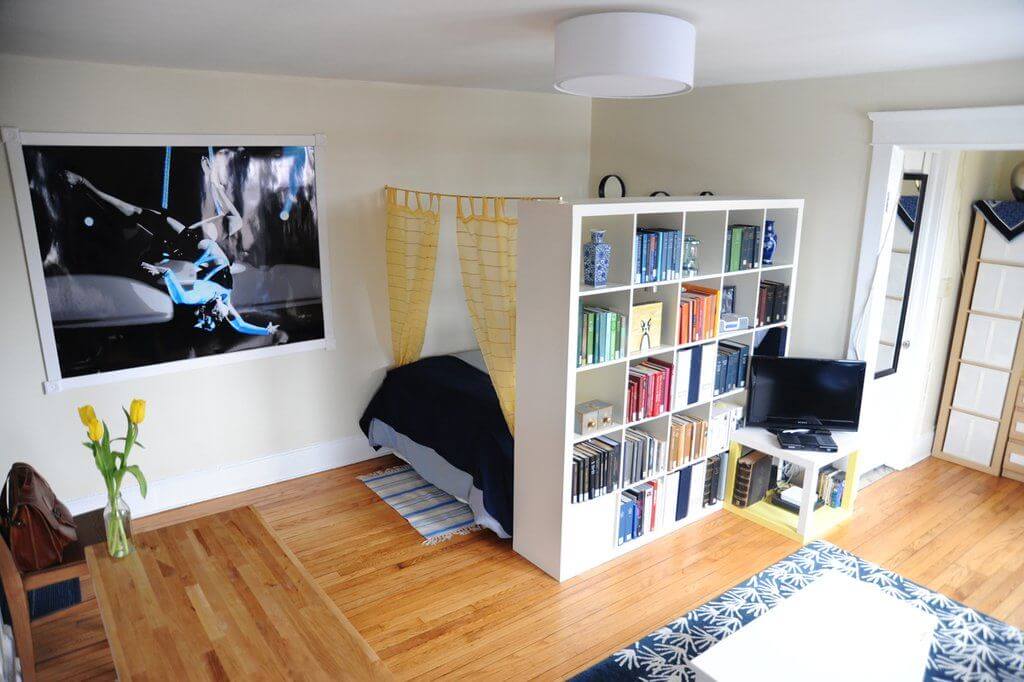 book shelves as a room divider