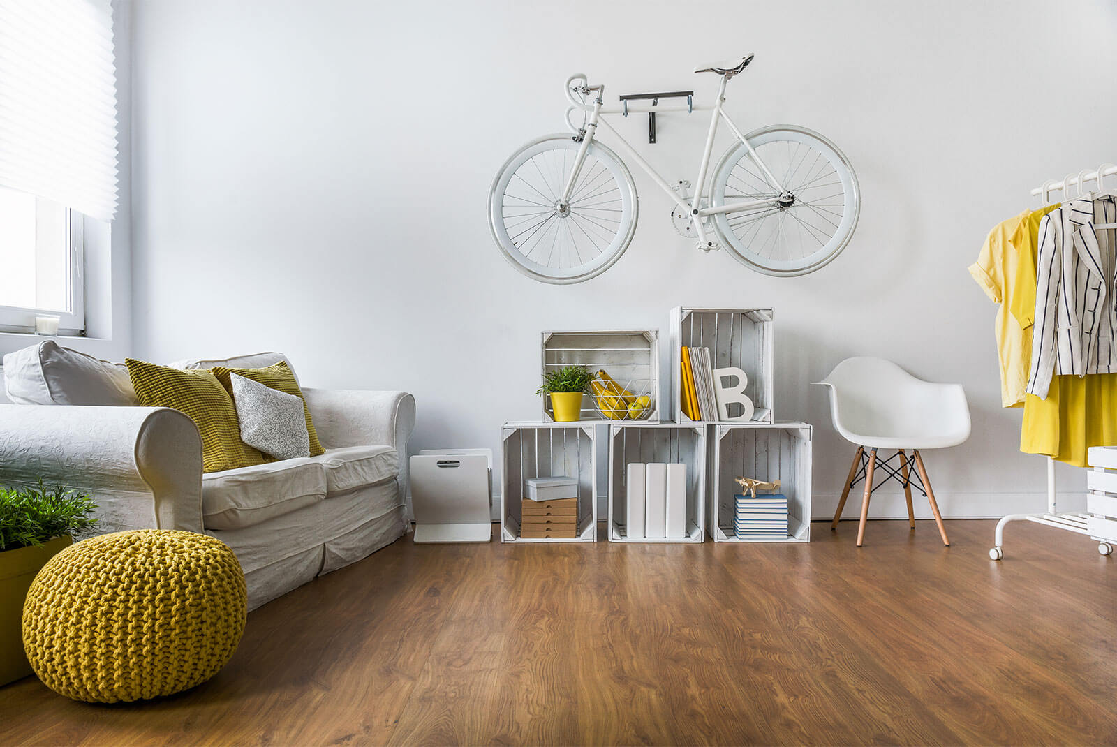 bike in studio apartment