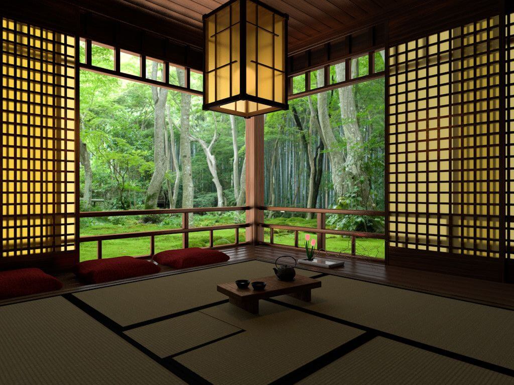 Japanese Tea Houses with a large window