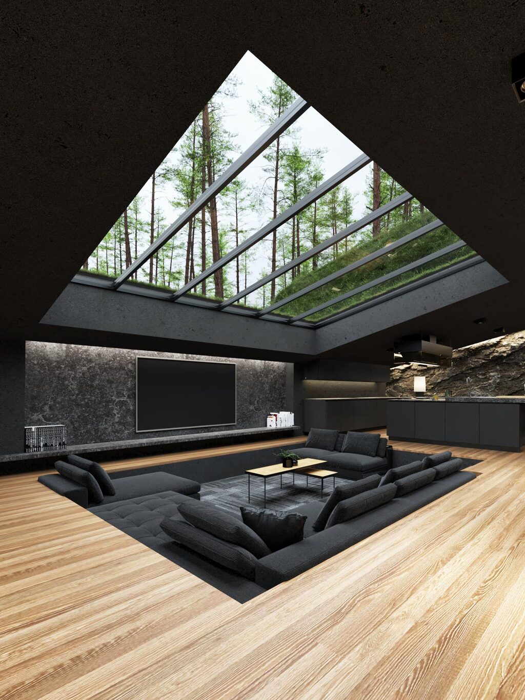 Black villa living room
