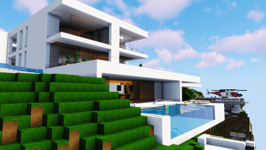 Minecraft house with helipad