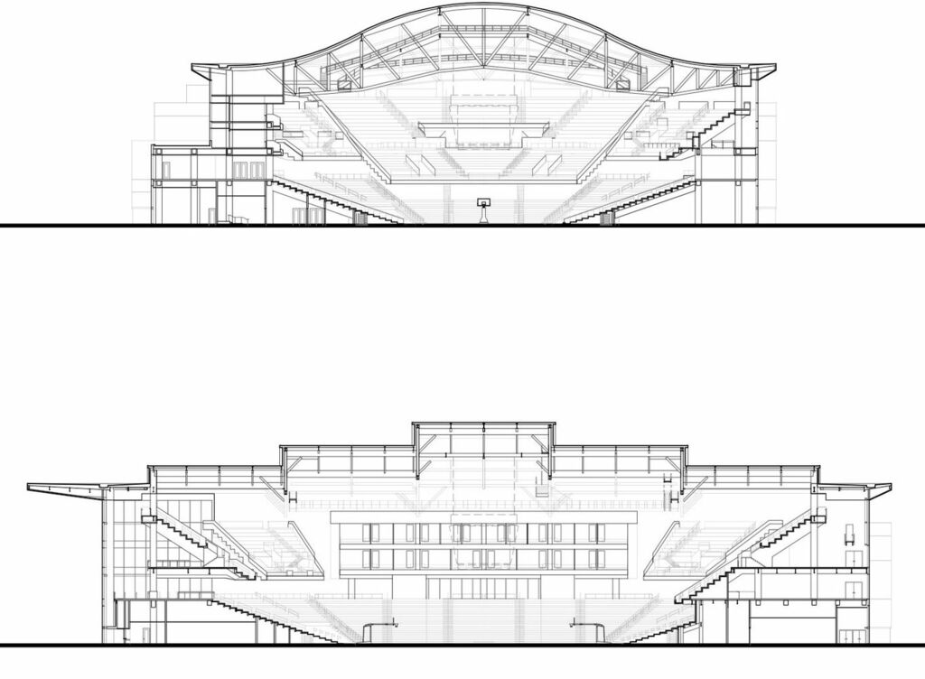 drawing of wintrust arena chicago front and back side