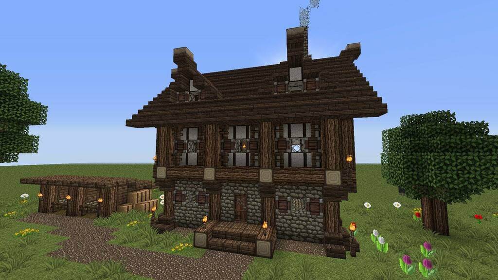 minecraft medieval house front view