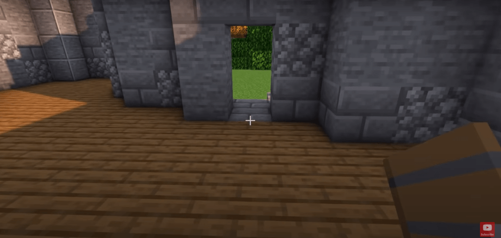 build doorway and flooring in minecraft medieval house