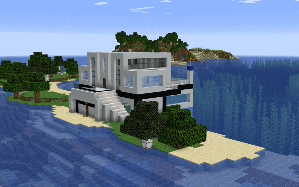 white color beach house minecraft 