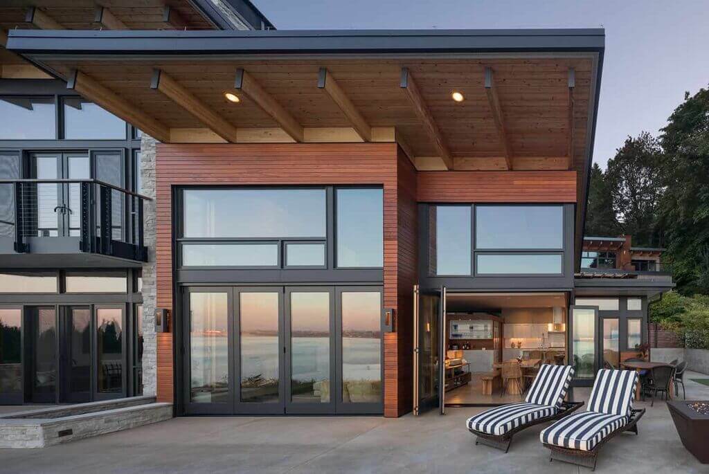 big glass windows and dooes of Seaview Escape House