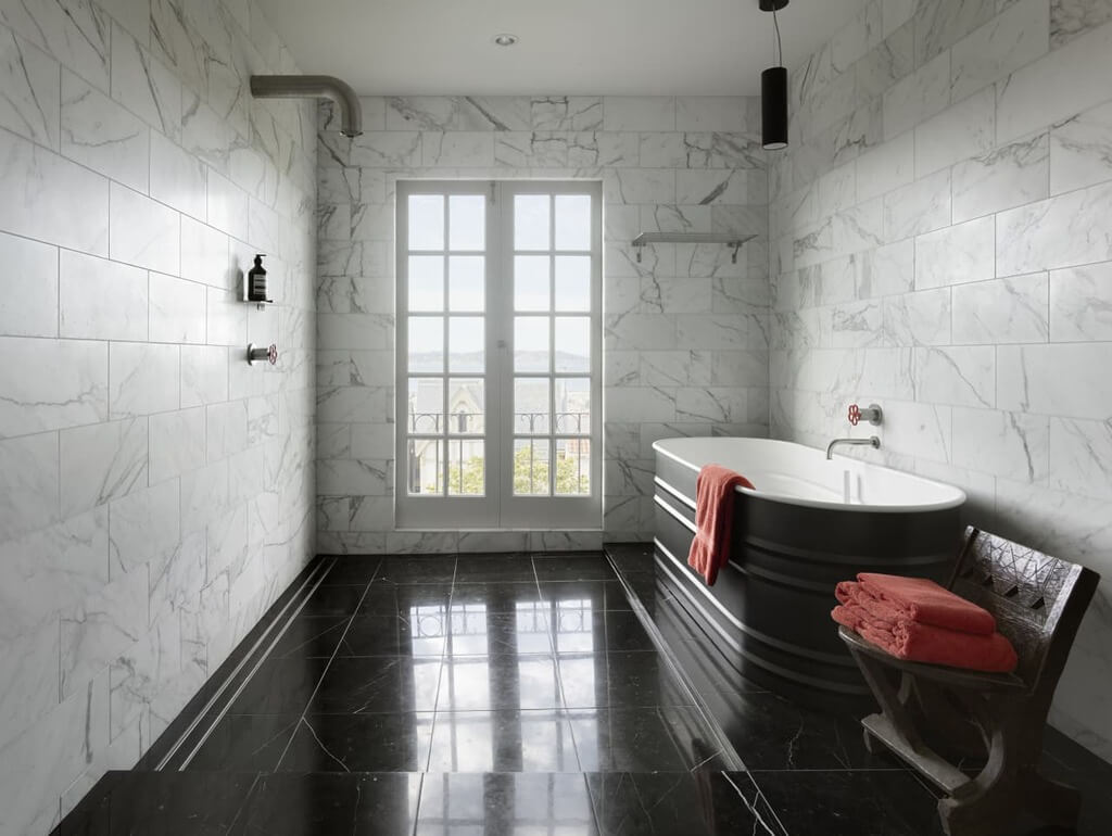 White Marble Walls Bathroom