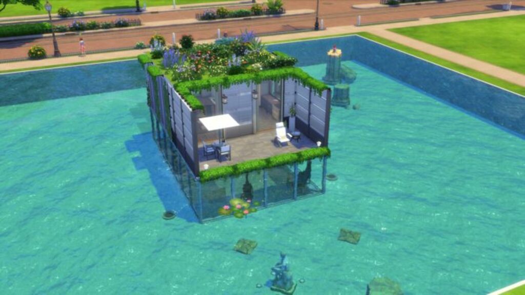 sims house in pool