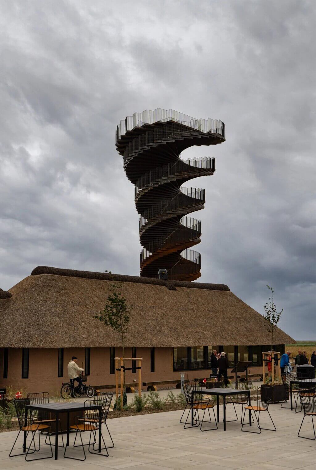 marsk tower with a spiral staircase on top of it 