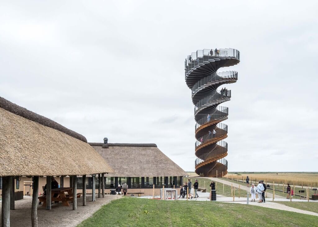 marsk tower next to a building 