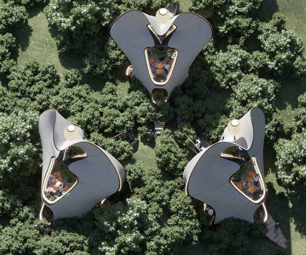 Top view of MASK Architects Designs World's First Exosteel Modular