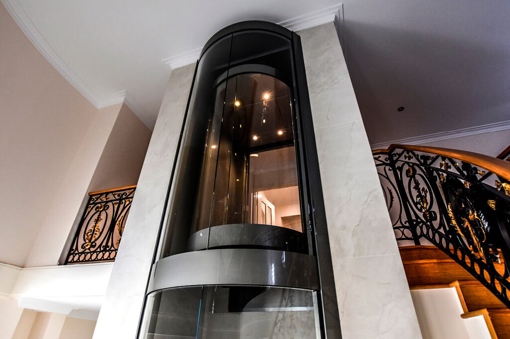 LED Light Accents of Residential Elevator Design