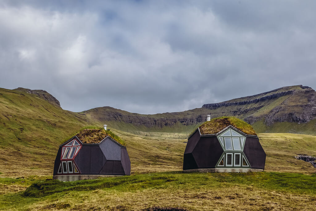 Geodesic Dome on top of a lush green hillside