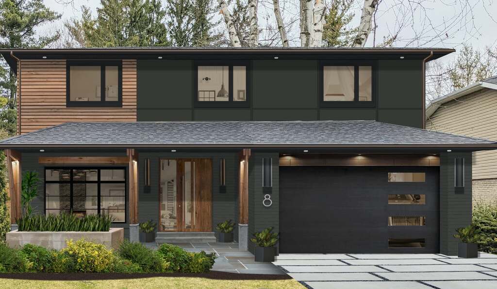 Black Brick House with Wooden Accents