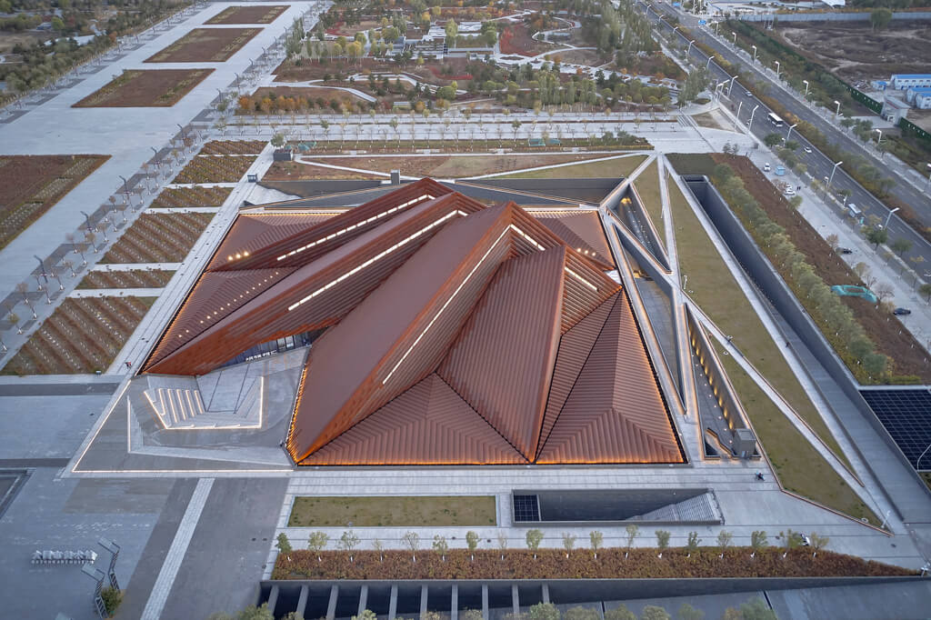 An aerial view of a Datong Art Museum Foster + Partners