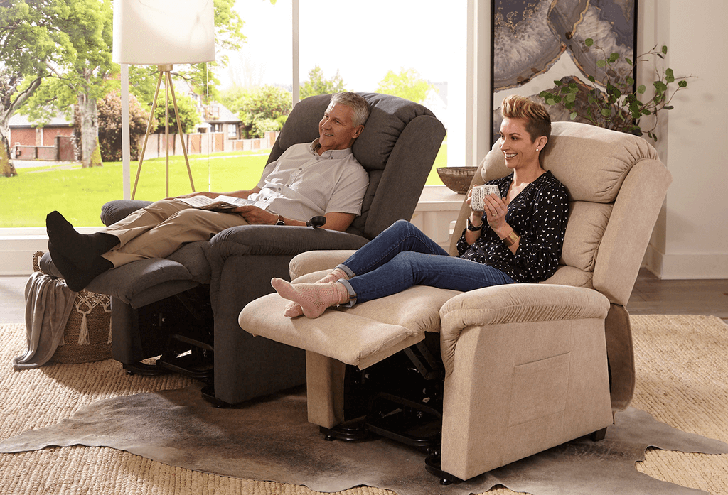 cream and dark grey colors Recliner Sofas 