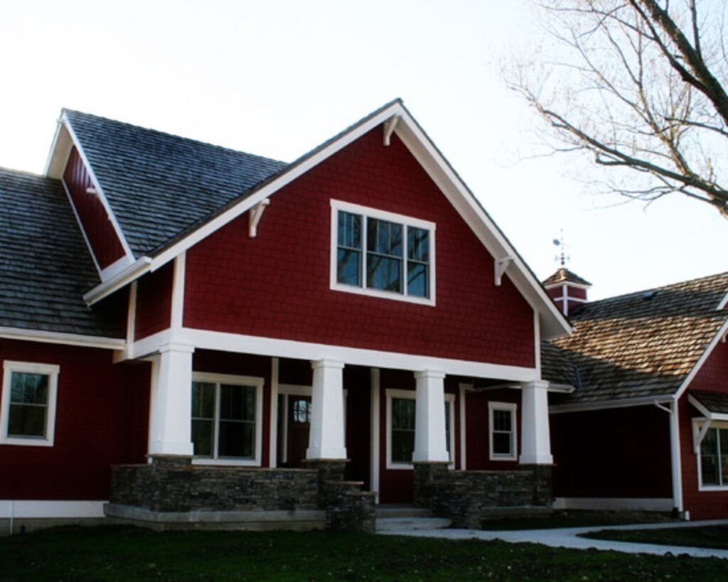 Crimson Red for an Attractive Wooden House