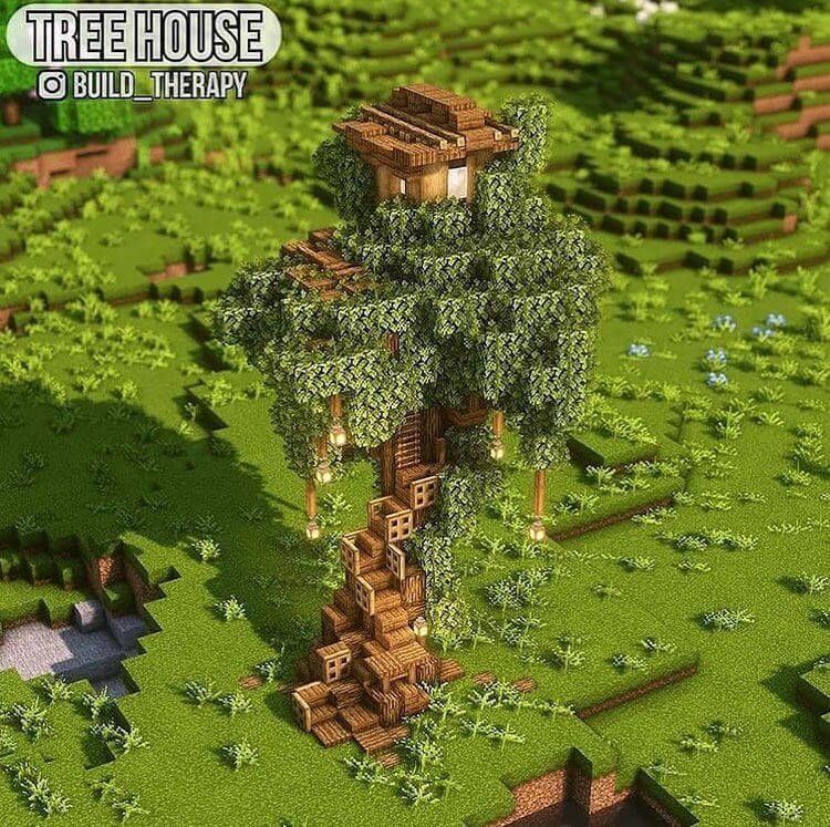 minecraft tree house designs