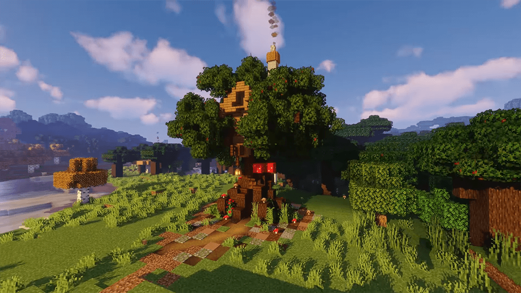 minecraft treehouse with Garden