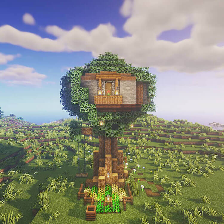 Minecraft treehouse from front side