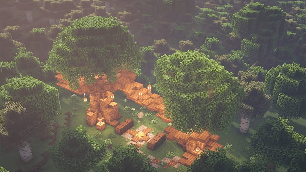 Minecraft Treehouse Arial view