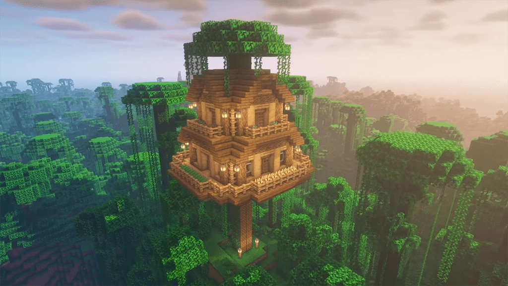 minecraft jungle treehouse design