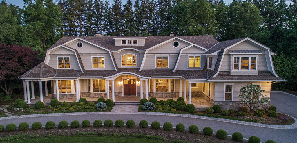 modern grey and red house exterior