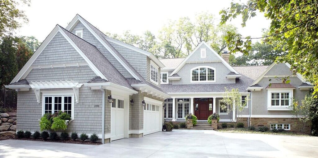 modern grey and red house exterior