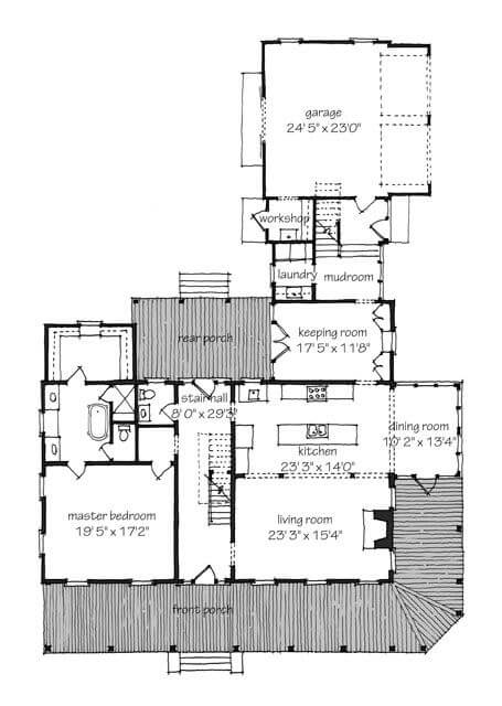 Partly Extending Approach house plans with wrap around porch 
