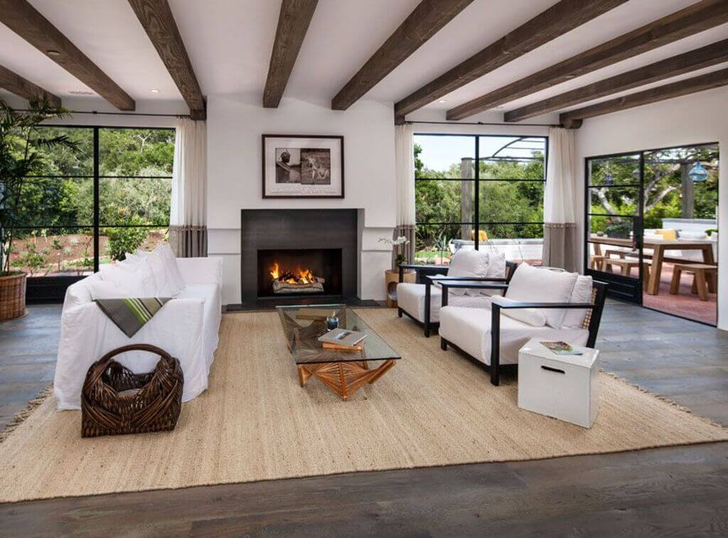 A living room filled with furniture and a fire place
