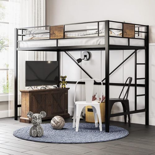 SHA CERLIN Metal Twin Size Loft Bed for teens