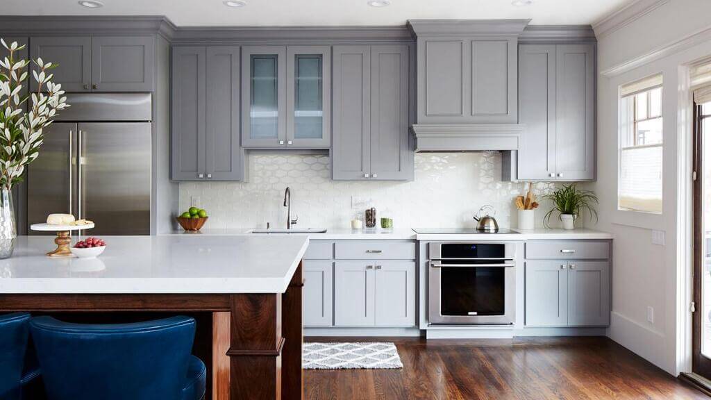 Gray Color Cabinet For Small Kitchens 