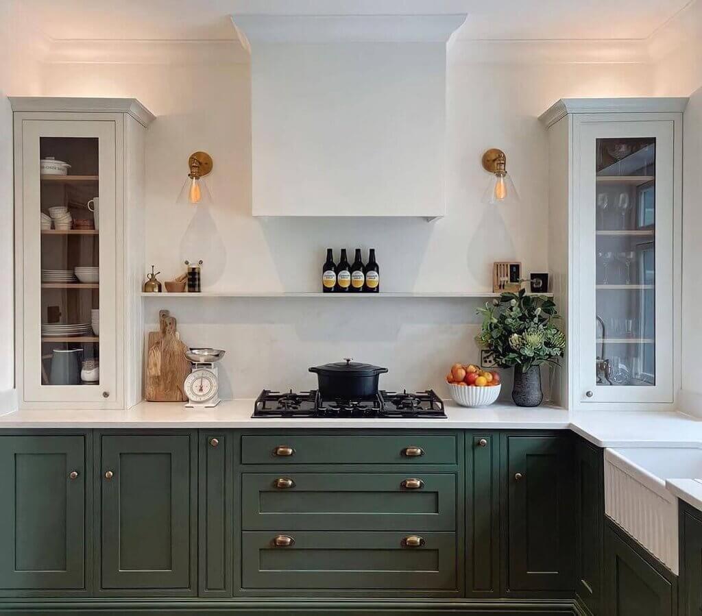 White and Green Cabinet for Small Kitchens 