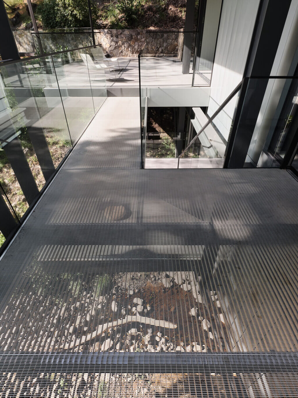Suspension House glass and metal walkway