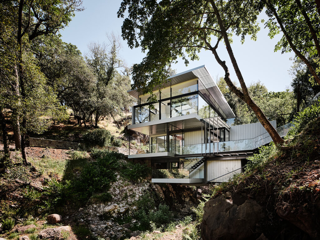 Suspension House on a hill surrounded by trees