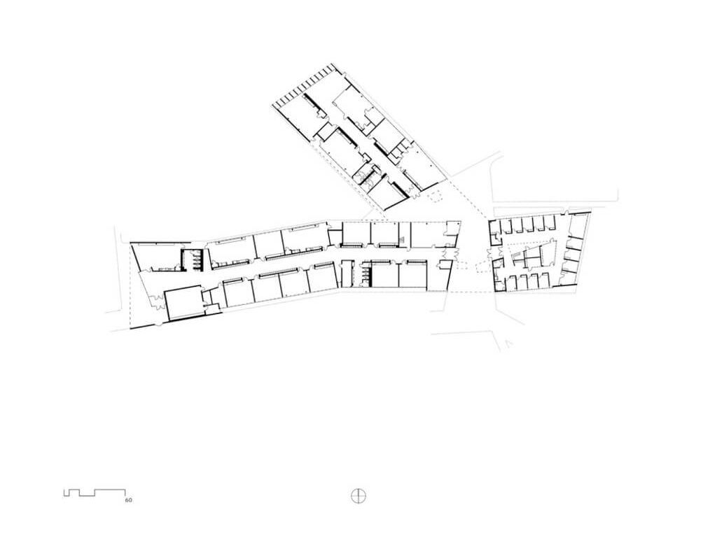 top view drawing of Thaden School Marlon Blackwell Architects