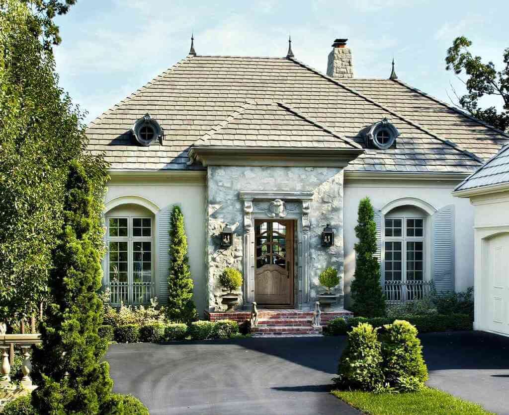 French Country-Style House with Stucco Finish Facade