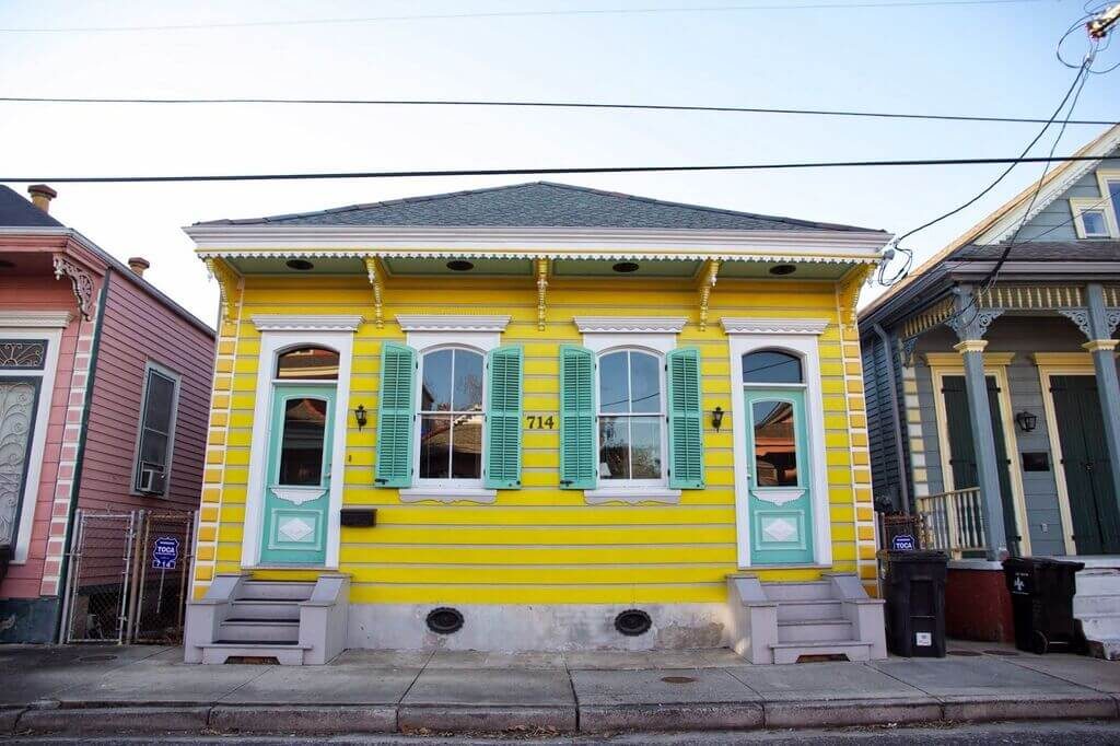 Blue and Yellow Modern Shotgun Style House, New Orleans