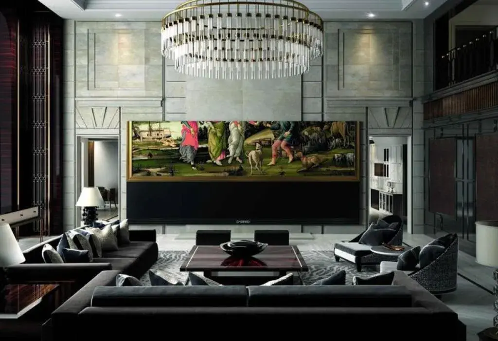 Man Cave with Large Screen TV
