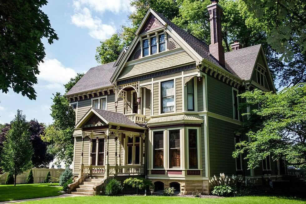 Green and Brown victorian style house 