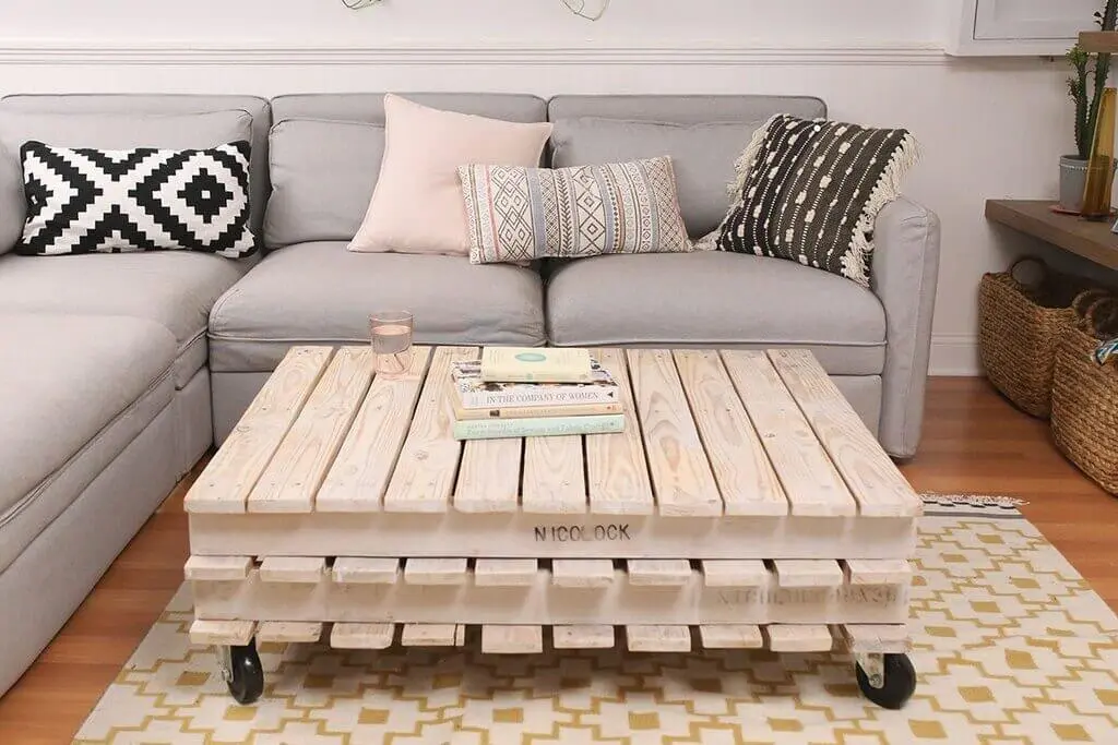 Glass-Topped Pallet Coffee Table