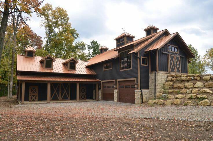 Black Barndominium with Copper Roof