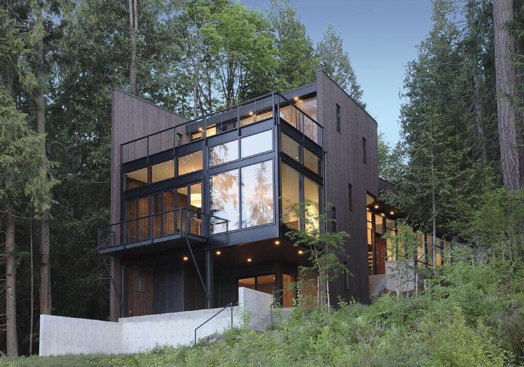 Lake House with Large Windows