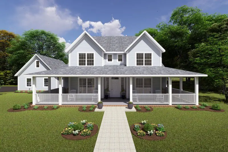 Two Story House Plan with Wrap Around Porch
