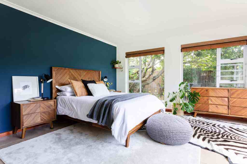 Navy Blue and White bedroom walls