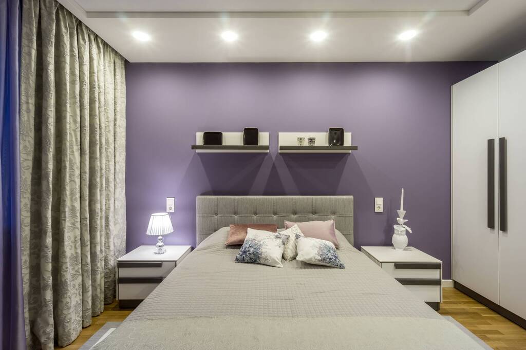 Purple and white Bedroom Walls