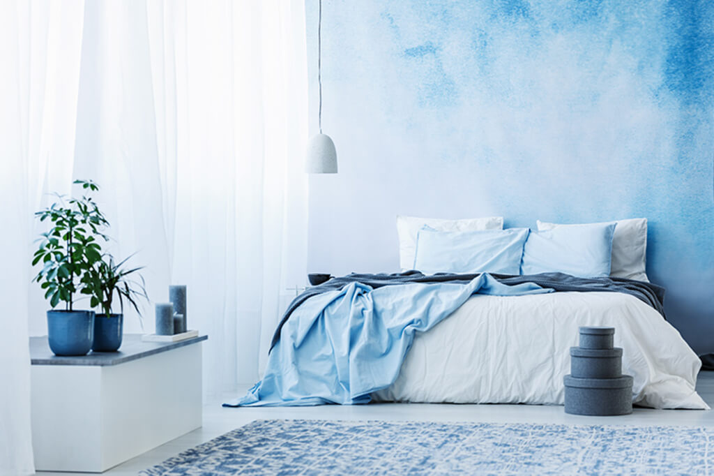Sky Blue and White Bedroom Walls