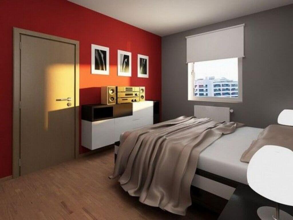 Red and Grey Bedroom colour