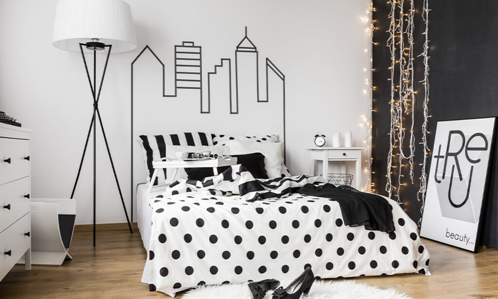 Black and white Bedroom wall